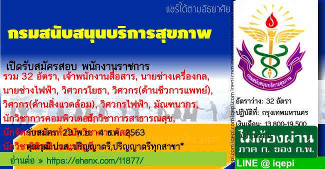 กรมสนับสนุนบริการสุขภาพเปิดรับสมัครสอบพนักงานราชการ